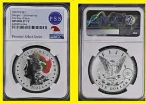 2022 MORGAN Silver Dollar  NGC RV PF 70 First Day colorized Santa  Fiji mint - Picture 1 of 7