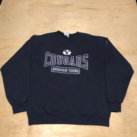 V59 BYU Cougars Brigham Young Champion Crew Neck Size Large Blue (Flaw-Stains) Cover