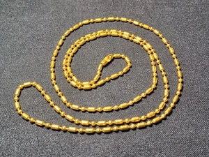 27" Gold Color Dog Tag Chain 2.4mm Ball & Oval Bead Metal Stylish Military Chain - Picture 1 of 5
