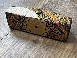 Vintage Made In Flocchi Italy Brown Gold Lipstick Holder Case With Mirror - Picture 1 of 14
