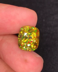 5.16 Ct Natural Full Fire Sphene Titanite Cushion Cut Gemstone For Jewellery - Picture 1 of 7