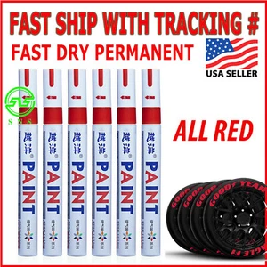 3pcs RED Paint Pen Markers Waterproof Permanent Car Tire Lettering Rubber Letter - Picture 1 of 14