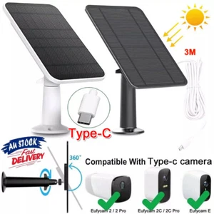 2PCS Solar Panel for Outdoor Security Camera CCTV Cam Battery Type-C 3M Cable AU - Picture 1 of 23