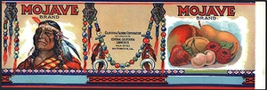 *Original* MOJAVE Indian Chief Central Cal Canneries FRUIT Can Label NOT A COPY! - Picture 1 of 4