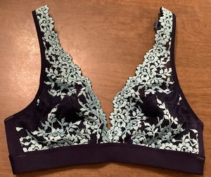 Wacoal Embrace Spitze Drahtfrei weiche Tasse BH Bralette 852191 Größe 32 Marineblau - Bild 1 von 6