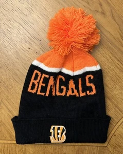 Cincinnati Bengals Logo BLACK ORANGE Winter Hat Pom Beanie - Picture 1 of 2