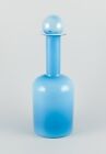 Otto Brauer pour Holmegaard. Vase/bouteille en verre art turquoise soufflé à la bouche.