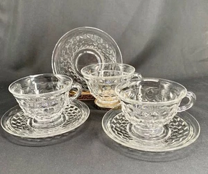 Juegos de 3 tazas y platillos con patas americanas Fostoria - Imagen 1 de 8