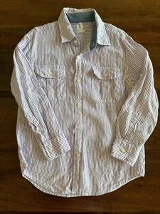 JCrew CREWCUTS BOYS LAVENDER/WHITE LINEN BUTTON DOWN SHIRT SIZE LG (10) EUC - Picture 1 of 4