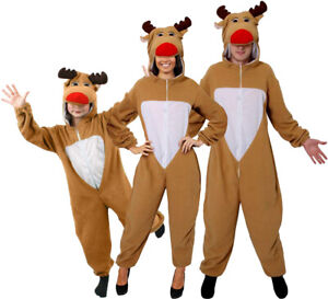 REINDEER COSTUME ADULT CHILDS CHRISTMAS FANCY DRESS FAMILY OUTFIT RUDOLPH SUIT
