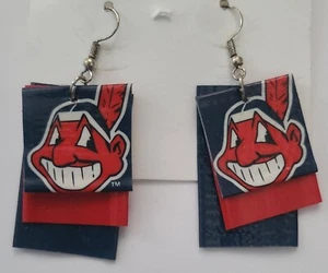 Cleveland Guardians MLB Baseball earrings duct tape duck lightweight handmade - Picture 1 of 3