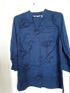Soft Surroundings Artista Tunic Embroidered Floral Sz L - Picture 1 of 4