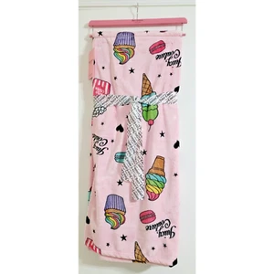 Juicy Couture Premium Pink Plush Throw Blanket Ice Cream/Macaroon/Popcorn 50x70" - Picture 1 of 9