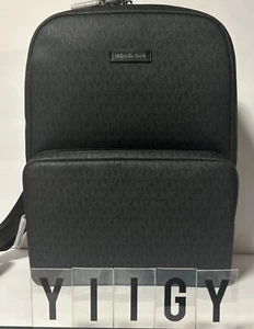 🐼💦 Michael Kors 🐼💦 MK Jet Men Black Signature Leather Backpack Bag 🐼 GB39 - Bild 1 von 11