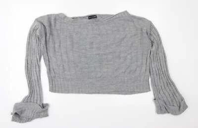 PRETTYLITTLETHING Womens Grey Scoop Neck Acrylic Blend Jumper Size 12 - Image 1 of 4