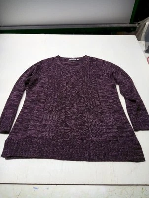 Suéter Jason Maxwell Rojo Granate Acanalado Tejido con Cable Cuello Redondo Mujer Talla Grande 3X Foto 1 de 4