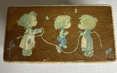 Vintage Betsey Clark Handmade Wood Box  With Rope Trimming - Image 1 of 4