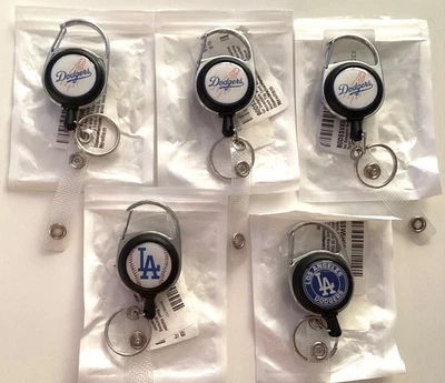 5 ~ LA Dodgers Reel Lanyard Retractable Badges ~ Mixed Designs - Image 1 of 2