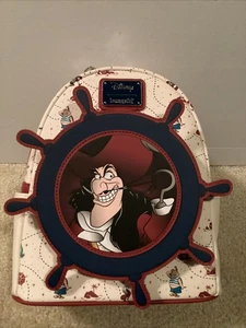 LOUNGEFLY DISNEY CAPTAIN HOOK MOVEABLE WHEEL MINI BACKPACK ~ TAGS~ BRAND NEW~ - Picture 1 of 8