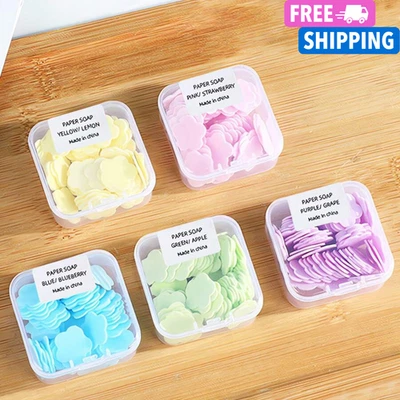Mini Reise Papier Seife Blätter Einweg Blumenform duftende Handwaschseife UK - Bild 1 von 4