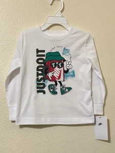 Nike "Just Do It" Boxy Peace Sign Long Sleeve T-shirt Toddler 2T - Picture 1 of 2