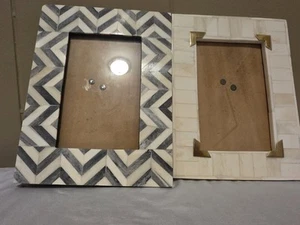 Handicrafts Home 1  5x7 & 1 4x6 Verdigris Bone Picture Frames Handmade In India - Picture 1 of 5