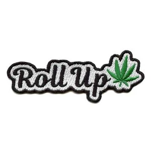 Roll Up Patch Weed Leaf Embroidered Iron On - Picture 1 of 2