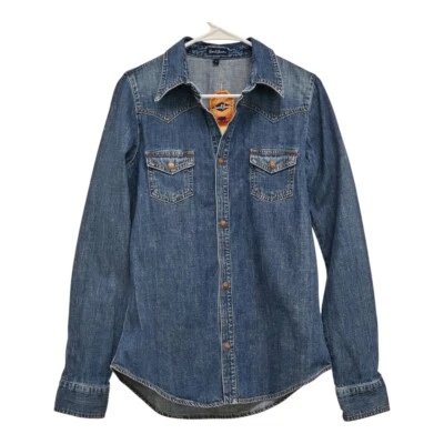 Talla Grande $120 Nueva Camisa Denim Earl Jean A Presión Botones Top Western Rockabilly Foto 1 de 4