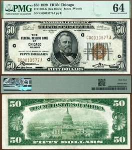 1929 $50 Federal Reserve Bank Note FR-1880-G Chicago Illinois PMG CU64 - Picture 1 of 3