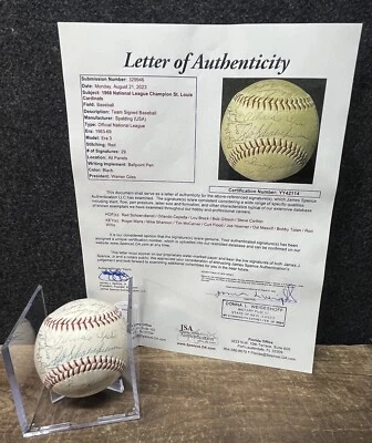 1968 St Louis Cardinals NLC 29x Team Signed Auto Baseball Maris Brock Gibson JSA - Image 1 of 4