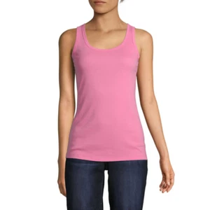 St. John's Bay Women's Scoop Neck Tank Top Size Large Pink Pop 100% Cotton - Picture 1 of 2