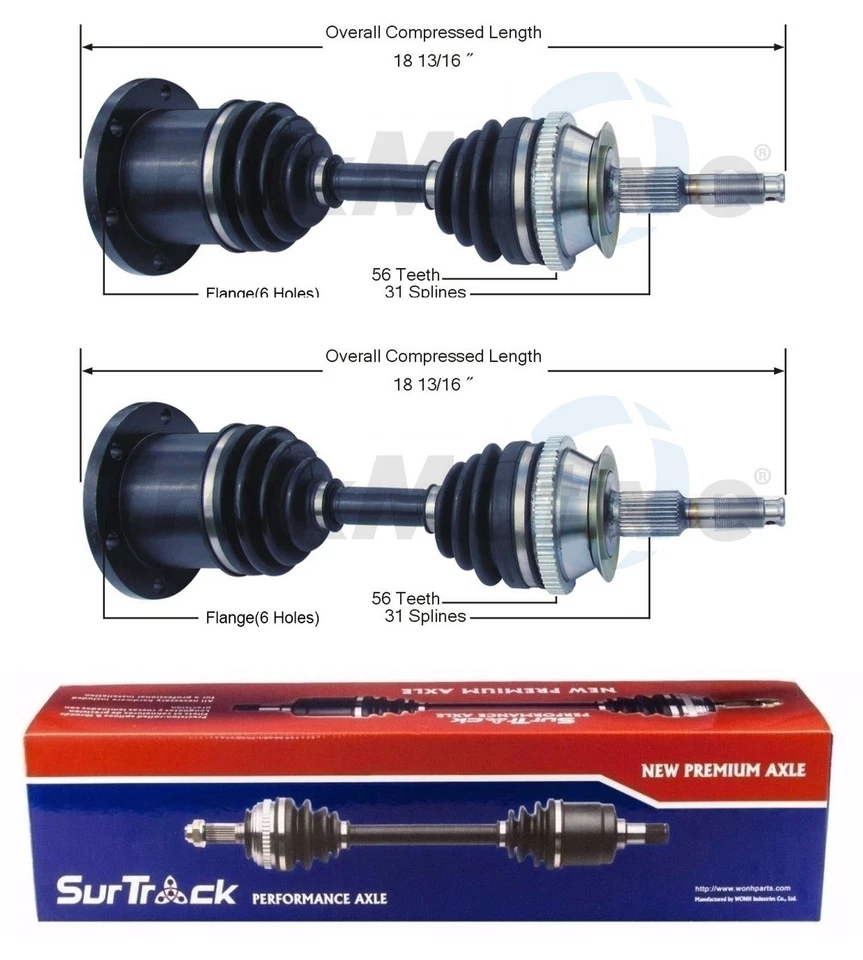 Juego de 2 ejes delanteros CV SurTrack para Dodge Dakota 1991-1996 4x4 Foto 1 de 1