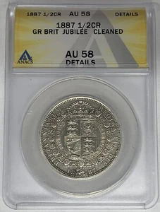 1887 Great Britain Half Crown ANACS AU 58 Details Cleaned - Picture 1 of 2