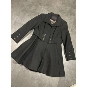 Betsey Johnson Steampunk Corset Waist Wool Blend Y2K Gothic Coat Size 14 -200 - Picture 1 of 5