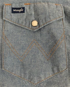 Vintage Wrangler Western Pearl Snap Denim Long Sleeve Blue Shirt Mens Size XXL - Picture 1 of 8