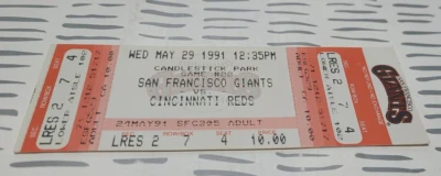 1991 San Francisco Giants vs Cincinnati Reds at Candlestick Park Ticket - Image 1 of 4