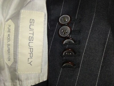 Blazer Chaqueta Deportiva Abrigo SUITSUPPLY Washington Gris Rayas Pico Solapa 50R 40R Foto 1 de 4