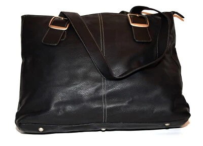 Solo Black Leather Organizer 2 Shoulder Straps Laptop Bag Briefcase NWOT - Image 1 of 4