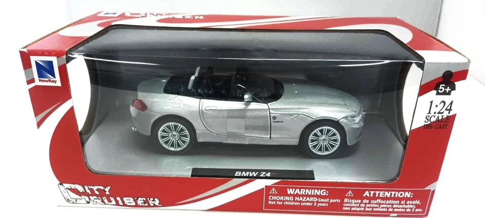 BMW Z4 SIlver NewRay City Cruiser 1:24 Nuovo Diecast Apribile 1/24 - Immagine 1 di 2