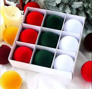 Palline di Natale 3,15 Pollici Plastica Decorativa Natale; 9 Pezzi Velluto - Foto 1 di 13