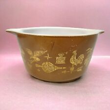 Vintage Pyrex Early American Brown Dish Mixing Bowl 473 1 Quart Brown Gold USA
