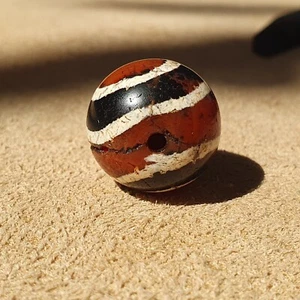 AA Antique Himalayan Indo Tibetan Etched Agate Bead 17.8x16.9mm SHDK-4 - Picture 1 of 12
