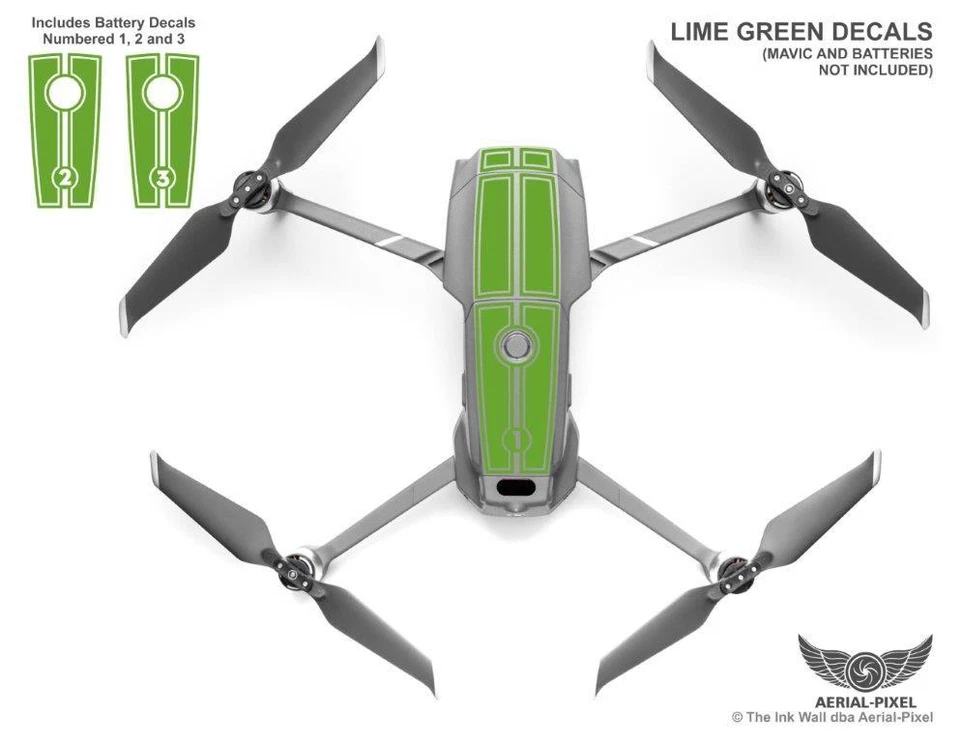 DJI Mavic 2 Pro Zoom Racing Stripes With Battery Decals Number #1-3 Sticker Skin - Image 1 of 4
