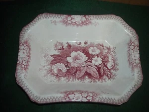 Old Waller Porcelaine Vegetable Tureen Bowl Roses Sloe Bodkin pink preowned - Picture 1 of 11