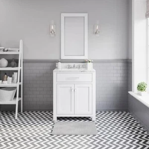 Water Creation Bath Vanity 30" Adjustable-Hinges, Adjustable Shelf in Pure White - Picture 1 of 9