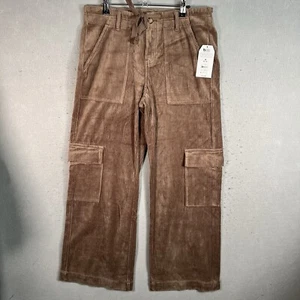 NWT! Time And Tru Knit Cargo Pants Womens Medium Brown Wide Leg Cotton Blend - Picture 1 of 12
