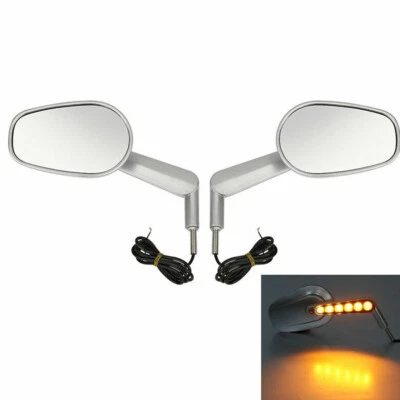 Espejos retrovisores laterales LED cromados para motocicleta Harley Heritage Softail Dyna Foto 1 de 4