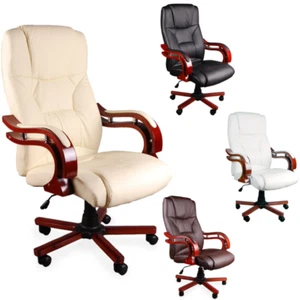 Bürostuhl des Direktors LUX Chefsessel mit Holzelementen Büro-Sessel Öko-Leder - Bild 1 von 18
