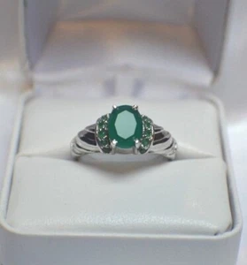 Antique 3.10 Ct Green Emerald Art Deco Vintage Wedding Ring 925 Sterling Silver - Picture 1 of 5