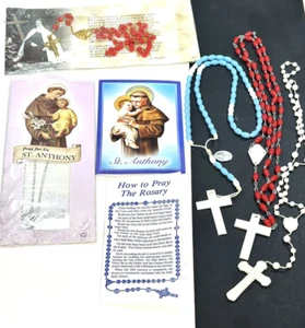 LOTE DE COLECCIÓN DE 7 ROSARIOS RELIGIOSOS SANTA TERESA Y ANTHONY JOYERÍA CRUZ CORAZÓN - Imagen 1 de 15